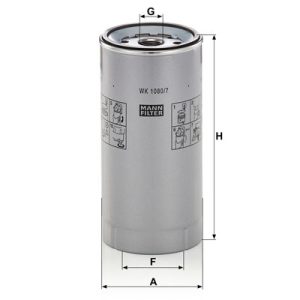راهنمای ابعاد فیلتر آبگیر گازوئیل مان WK1080/7x